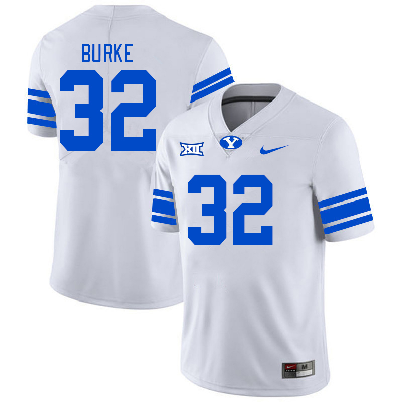 BYU Cougars #32 Ty Burke Big 12 Conference College Football Jerseys Stitched Sale-White